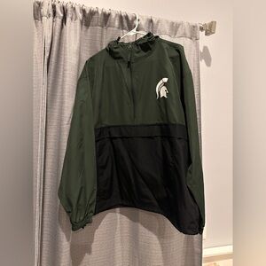 Columbia Green and Black MSU LOGO Pullover Jacket